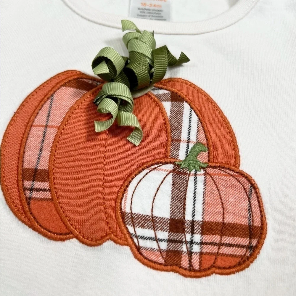 GYMBOREE‎ Girls Fall Plaid Pumpkin Patch Top 18-24M Cottagecore Preppy Halloween